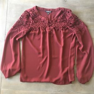 Cranberry lace shoulder top